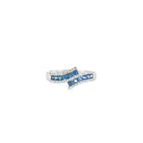 14k White Gold Curved 0.44ctw MT Yogo Sapphire Women's Ring