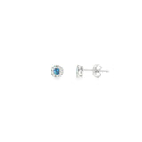 14k Yellow Gold Halo 0.12 ctw MT Yogo Sapphire Earrings