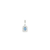 14k White Gold 0.20ctw MT Yogo Sapphire Halo Pendant
