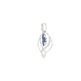 14k White Gold MT Yogo Sapphire Free Form Pendant