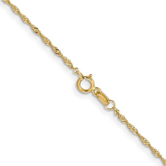 14k Yellow Gold 18" 1mm Singapore Chain