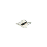 14k White Gold Vintage Inspired Montana Agate Women's Ring