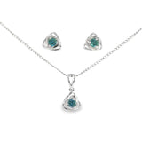 Sterling Silver 0.60 ctw MT Yogo Sapphire Set