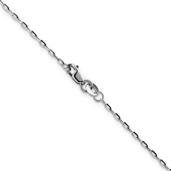 14k White Gold 18" 1.4mm Diamond Cut Open Long Link Cable Chain