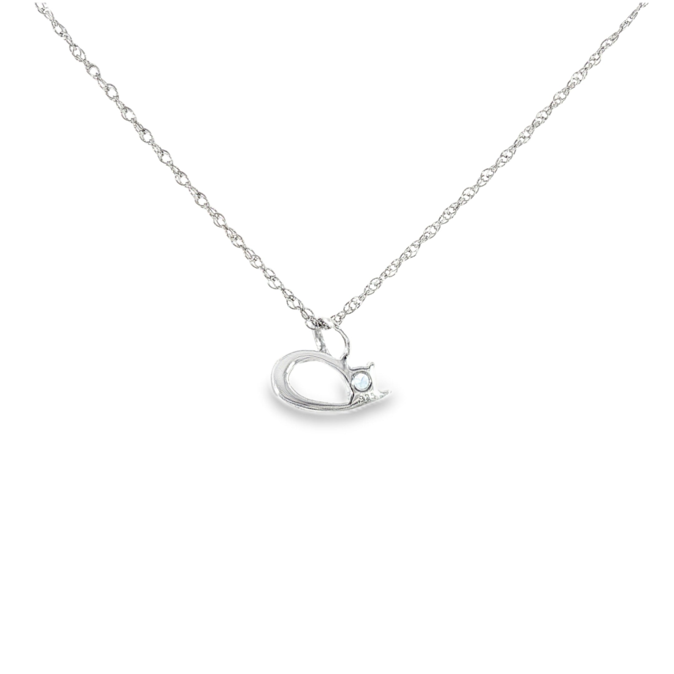 Sterling Silver 0.09 ctw Heart MT Yogo Sapphire Pendant