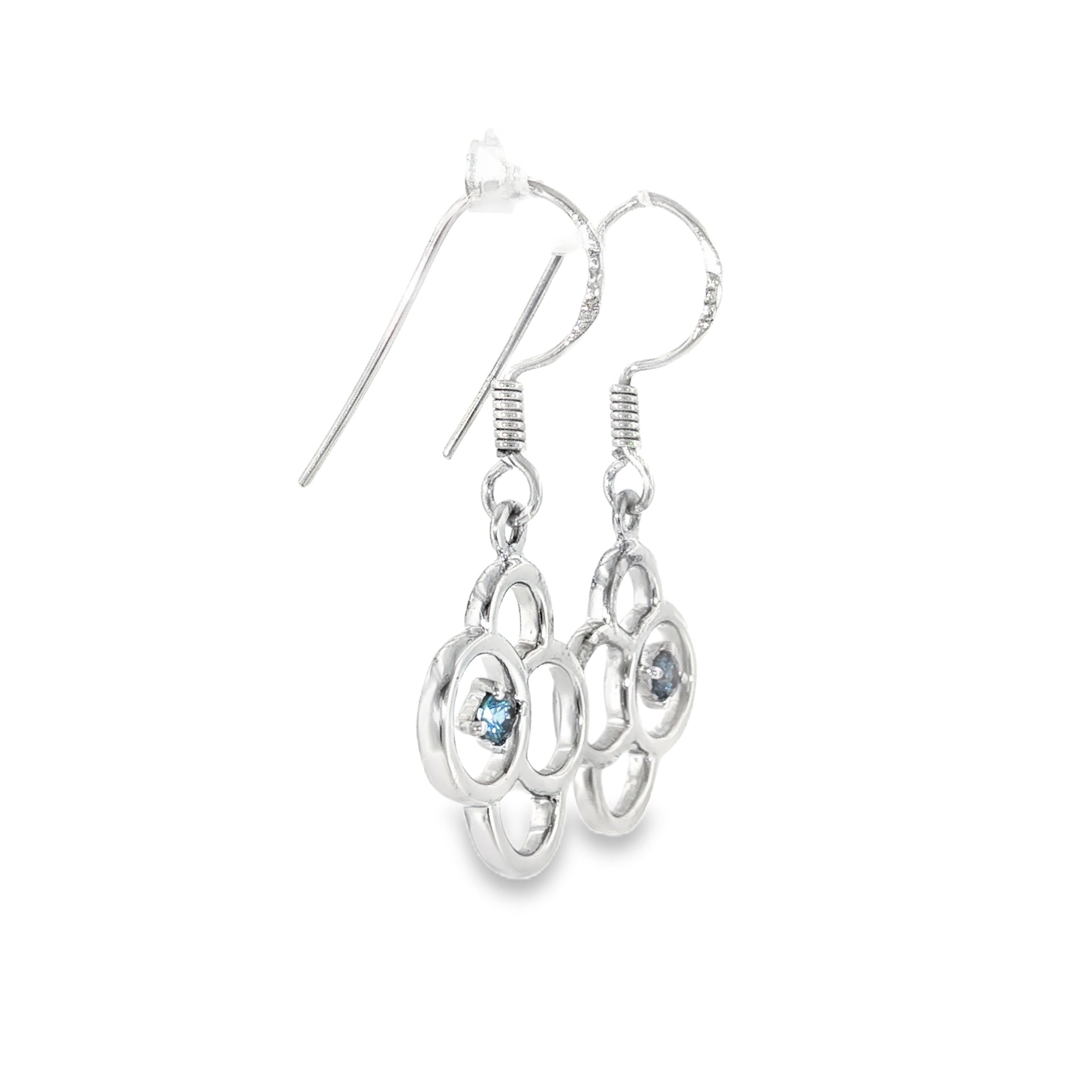 Sterling Silver 0.22 ctw Dangle MT Yogo Sapphire Earrings