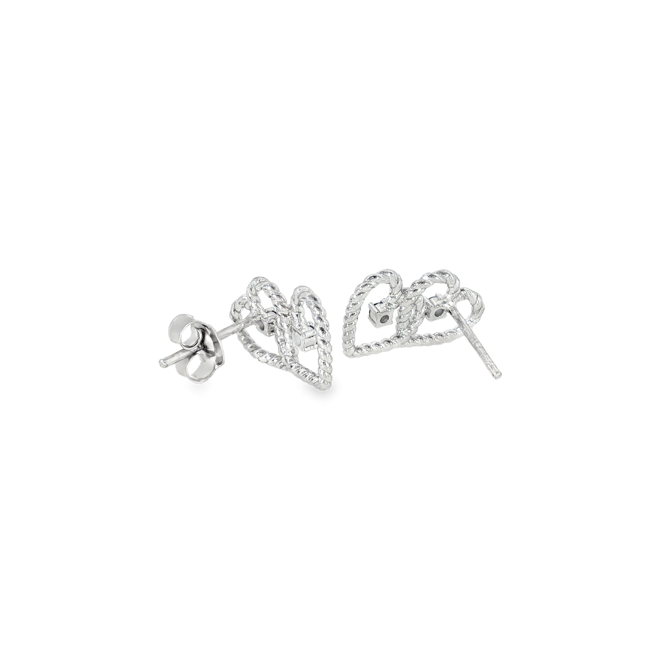 Sterling Silver 0.11 ctw Heart MT Yogo Sapphire Earrings
