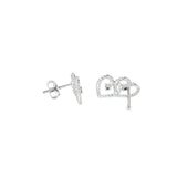 Sterling Silver 0.11 ctw Heart MT Yogo Sapphire Earrings