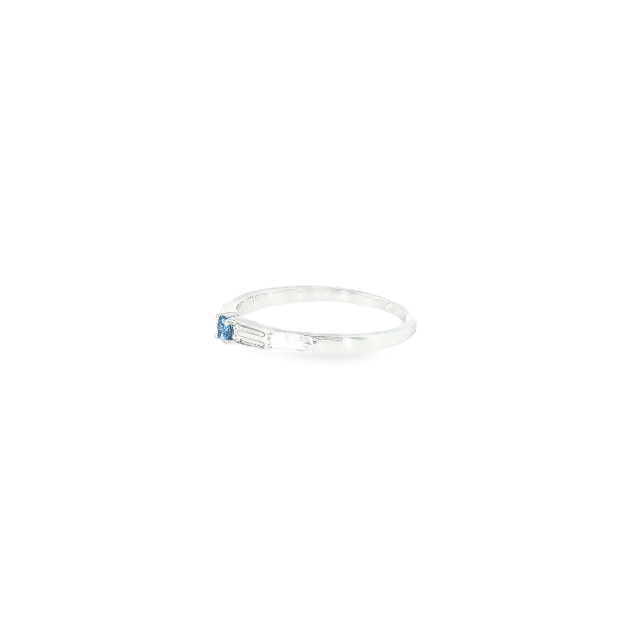 Sterling Silver 0.06 ctw MT Yogo Sapphire Women's Ring Size 7.5