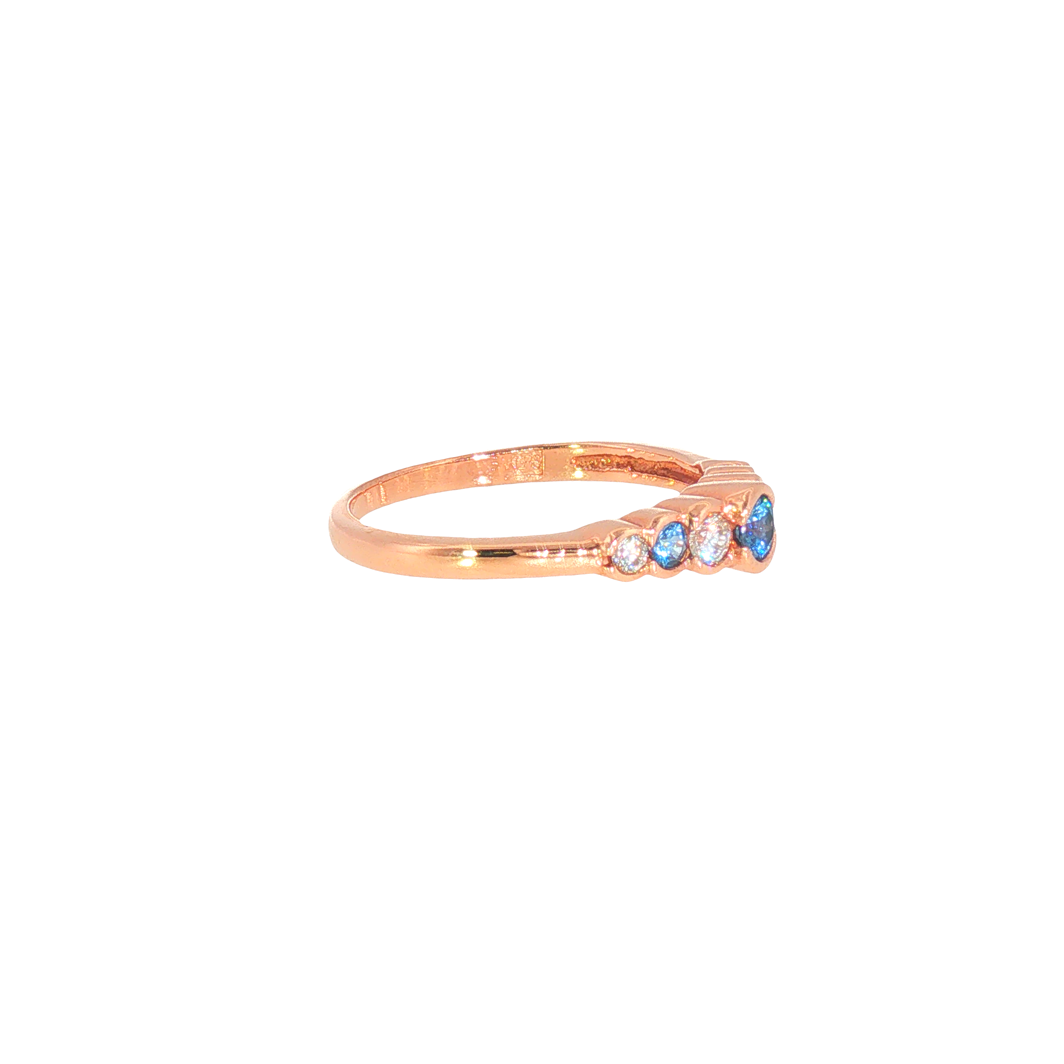 14k Rose Gold Half Bezel 0.21ctw MT Yogo Sapphire Women's Ring