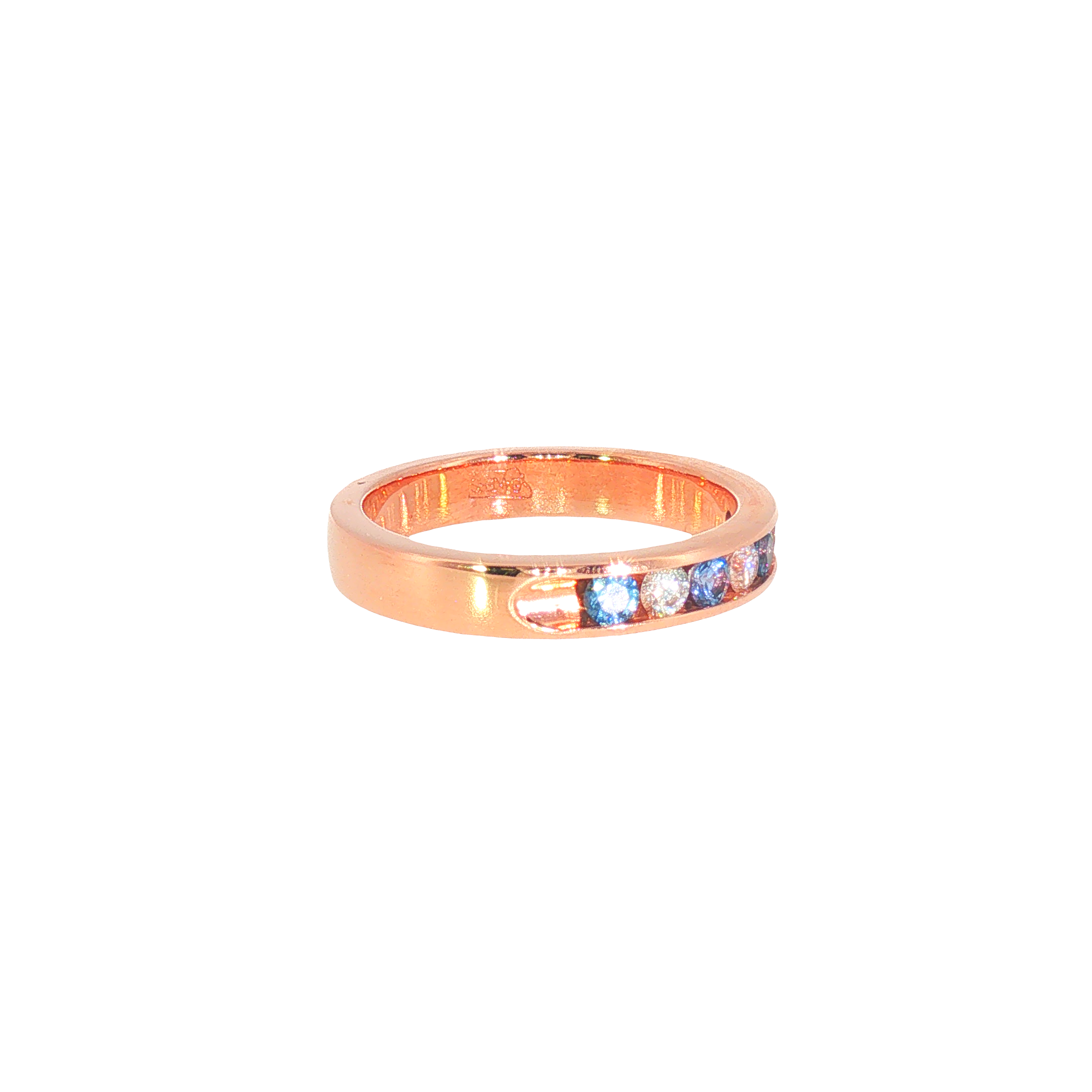 14k Rose Gold Channel Set 0.29ctw MT Yogo Sapphire Women's Ring