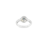 14k White Gold Halo 0.37ctw MT Yogo Sapphire Women's Ring