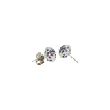 14k White Gold Halo Amethyst Earrings