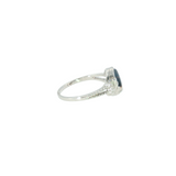 14k White Gold Vintage Inspired Montana Agate Women's Ring
