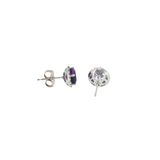 14k White Gold Halo Amethyst Earrings