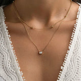 Gold Plated Cubic Zirconium Bezel Pendant