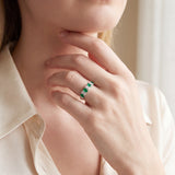 14k White Gold 0.80 ctw Emerald  Band Women's Ring