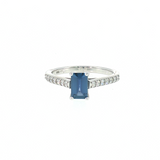 14k White Gold Cathedral 0.69 ctw MT Yogo Sapphire Women's Ring