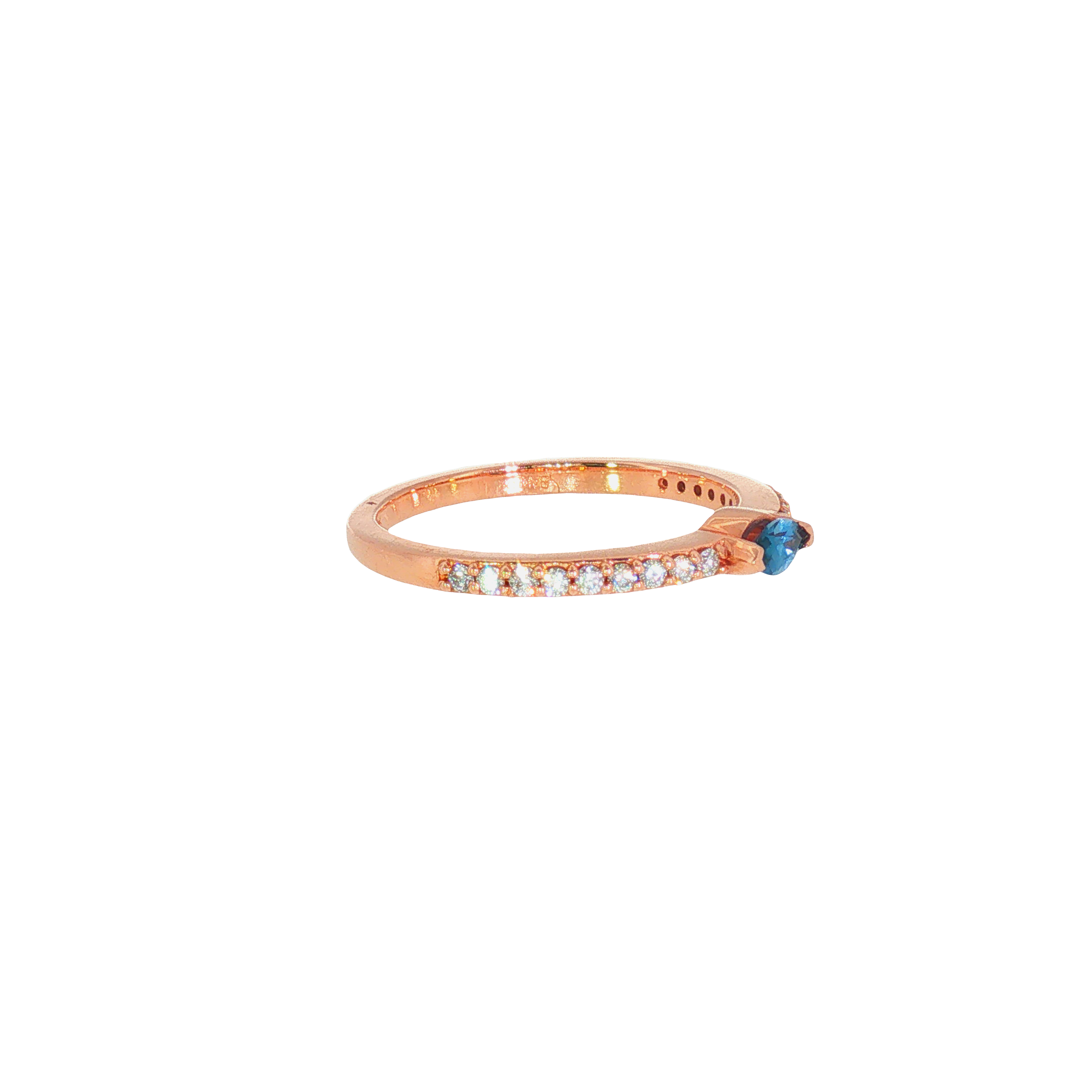 14k Rose Gold Band 0.17ctw MT Yogo Sapphire Women's Ring